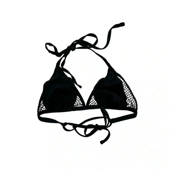Black Fish Net Style Bikini Top. Swim Summer Small - Picture 2 of 4